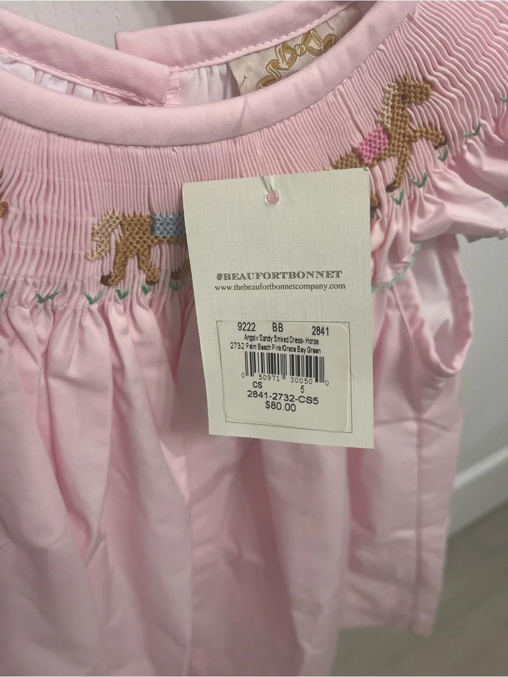 TBBC - Pink Smocked Angel Sleeve Kids Dress - Picture 2 of 2